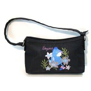 Disney Eeyore Black Nylon Tote Purse Zip Top Shoulder Hand Bag Kids Adults 9"x5"